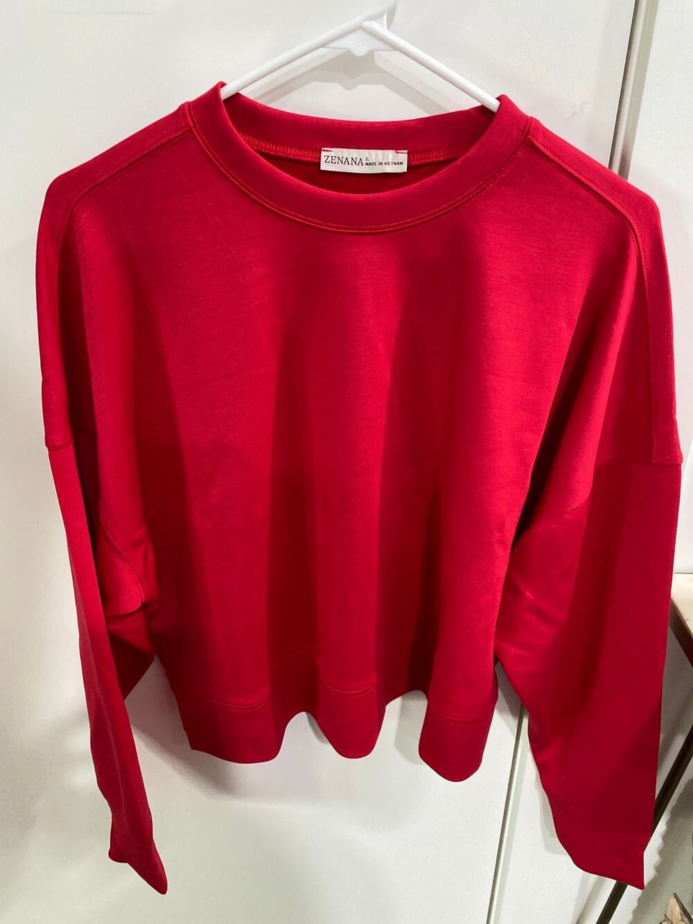 Zenana Long Sleeve and Short Set - Red - Size Large